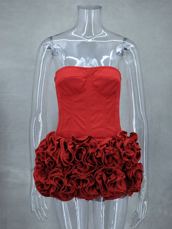 パーティー用ツーピースコーデセット ビスチェコルセットと3Dローズミニスカート 誕生日衣装 レディース 2025