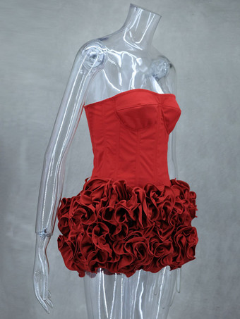 パーティー用ツーピースコーデセット ビスチェコルセットと3Dローズミニスカート 誕生日衣装 レディース 2025