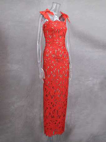 リボンストラップ付きボディコンロングドレス 夏用ロングパーティードレス レディース 2025