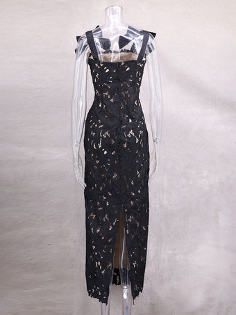 リボンストラップ付きボディコンロングドレス 夏用ロングパーティードレス レディース 2025