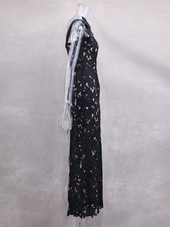 リボンストラップ付きボディコンロングドレス 夏用ロングパーティードレス レディース 2025