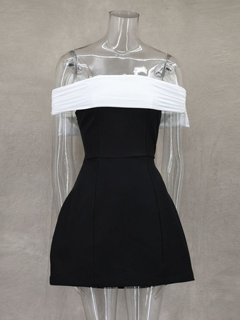 オフショルダーミニドレス、リボンバックAライン、女性用バースデーパーティードレス 2025