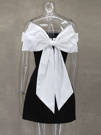 オフショルダーミニドレス、リボンバックAライン、女性用バースデーパーティードレス 2025