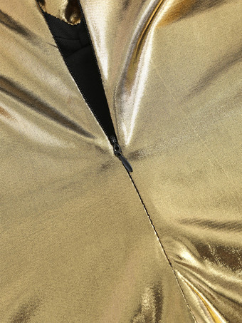 メタリックゴールド マキシドレス オープンバック パーティー ホルター ボディコン ドレス レディース 2025