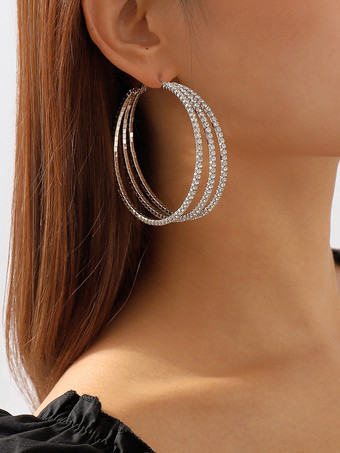 シルバー 女性のためのレイヤードフープイヤリング 2025