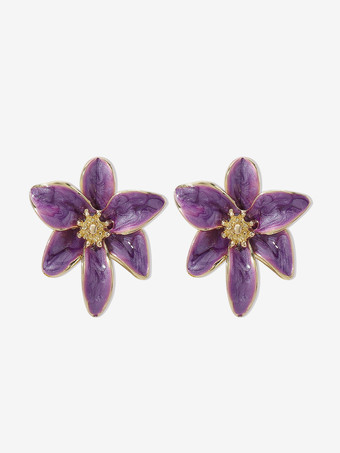 violet Boucles d'oreilles vintage en émail coloré pour femmes 2025