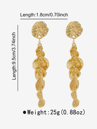 女性用メタルロングディスクドロップイヤリング 2025