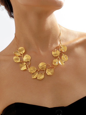 ゴールド 女性のための葉っぱ型ネックレス 2025