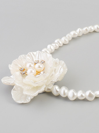 女性用カメリアとパールのチョーカーネックレス 2025