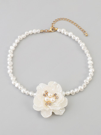 女性用カメリアとパールのチョーカーネックレス 2025