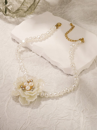 女性用カメリアとパールのチョーカーネックレス 2025