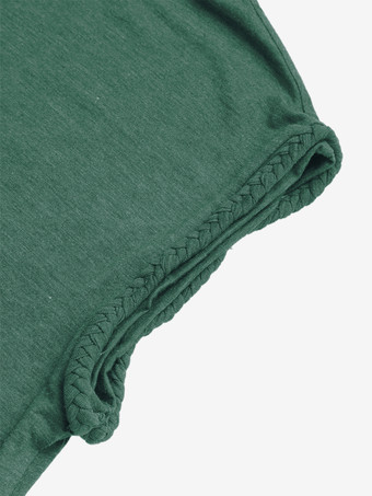 ドロップショルダーTシャツ グリーン サマートップス レディース 2025