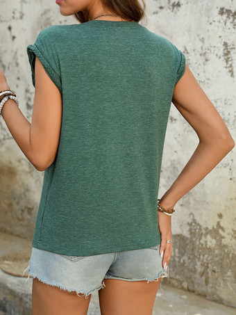 ドロップショルダーTシャツ グリーン サマートップス レディース 2025