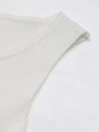 ボウタイ付きホワイトキャミソールトップ クルーネック 夏用レディーストップス 2025