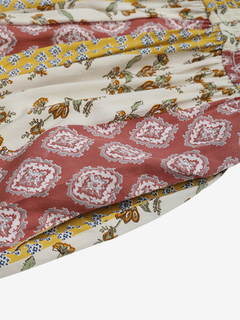 花柄プリントジャンプスーツ Vネック 半袖 ワイドレッグ 夏服 レディース 2025