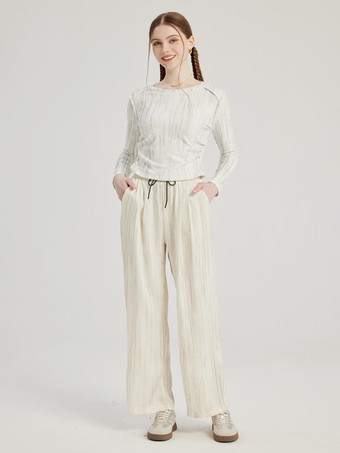 ストライプ柄 長袖 Tシャツ クルーネック 春 トップス レディース 2026