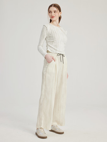 ストライプ柄 長袖 Tシャツ クルーネック 春 トップス レディース 2026