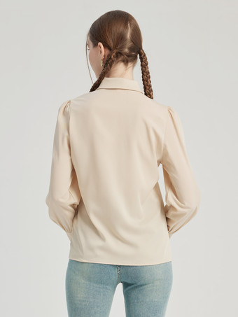 アプリコットシャツ スカーフ 蝶ネクタイ 長袖 春 トップス レディース 2026