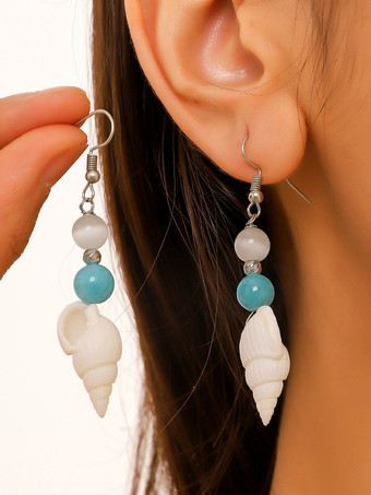 ホワイト 女性のための小さな巻き貝のボヘミアンイヤリング 2025