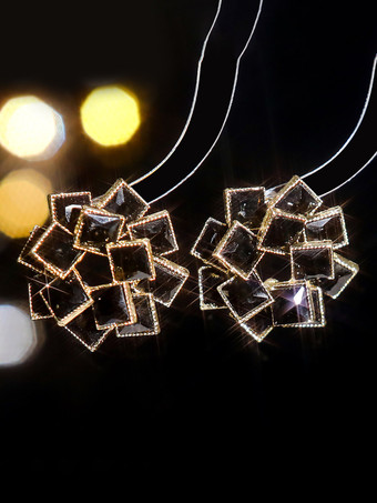 ブラック 女性用カラーガラスフラワーラインストーンイヤリング 2025