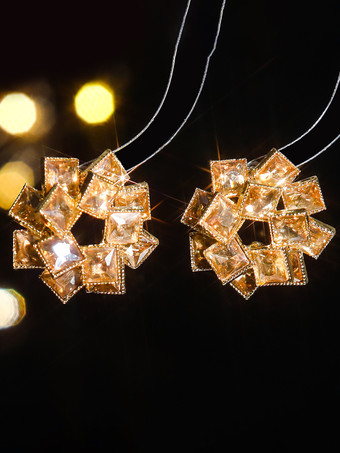 イエロー女性用カラーガラスフラワーラインストーンイヤリング 2025