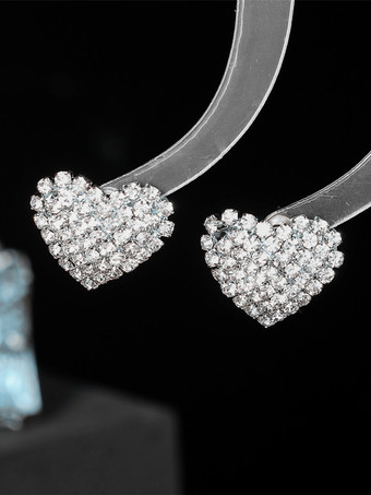 女性のためのハート型ラインストーンイヤリング 2025