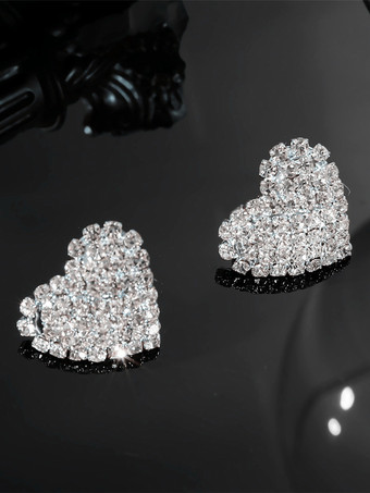 女性のためのハート型ラインストーンイヤリング 2025