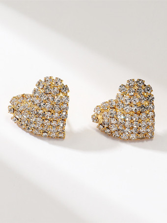 女性のためのハート型ラインストーンイヤリング 2025