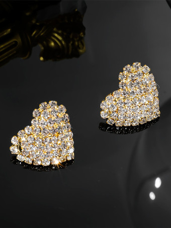 女性のためのハート型ラインストーンイヤリング 2025