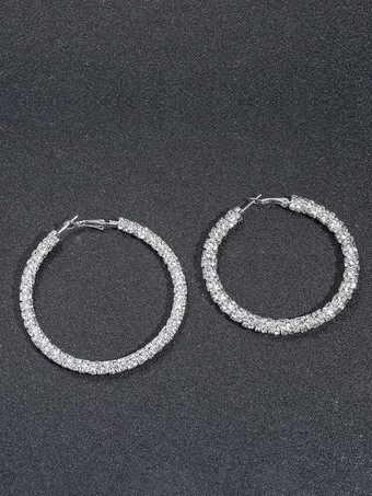 女性のためのシンプルなラインストーンの大きなフープイヤリング 2025