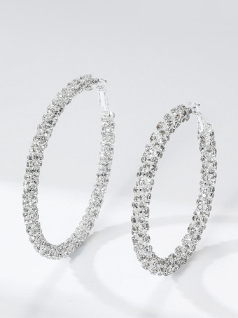 女性のためのシンプルなラインストーンの大きなフープイヤリング 2025