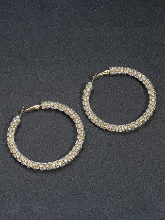 女性のためのシンプルなラインストーンの大きなフープイヤリング 2025