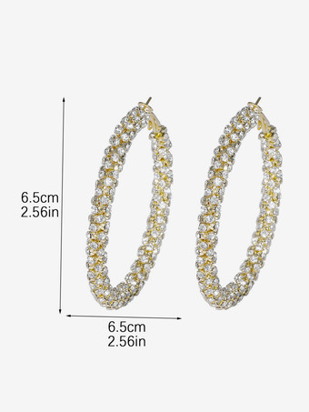 女性のためのシンプルなラインストーンの大きなフープイヤリング 2025