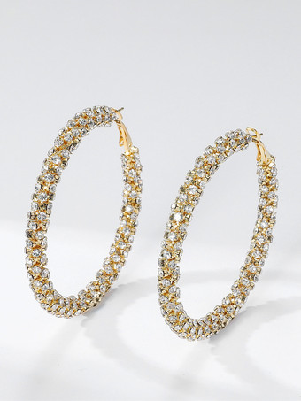 女性のためのシンプルなラインストーンの大きなフープイヤリング 2025