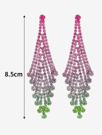 グリーン 女性のための光沢のある菱形のラインストーンイヤリング 2025