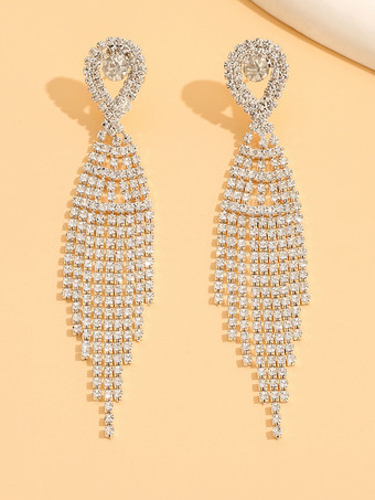 女性のための光沢のあるラインストーンタッセルイヤリング 2025
