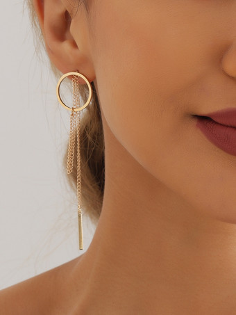 幾何学模様の中空ラウンドロングタッセルイヤリング（女性用）2025