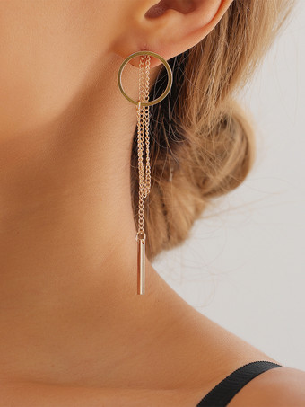 幾何学模様の中空ラウンドロングタッセルイヤリング（女性用）2025