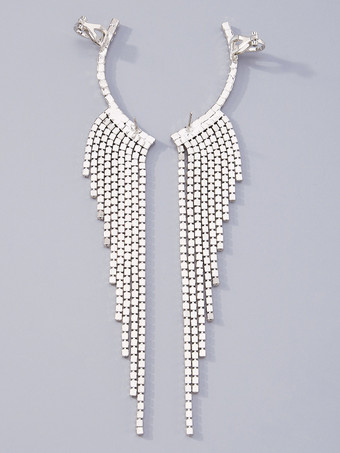 女性用タッセルラインストーンイヤリング 2025