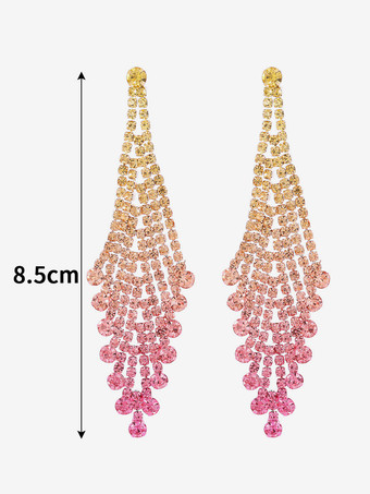 ピンク女性のための光沢のある菱形のラインストーンイヤリング 2025