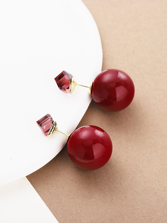 ヴィンテージ バーガンディ パール イヤリング レディース 2025