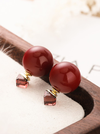 ヴィンテージ バーガンディ パール イヤリング レディース 2025