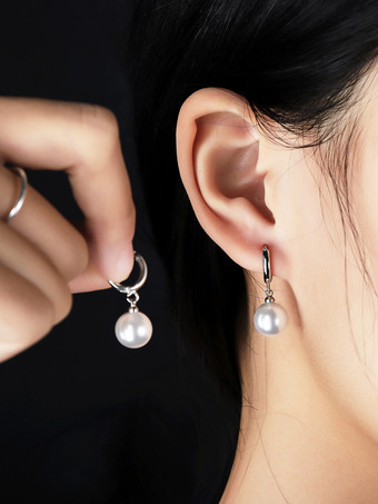 シルバー 女性のためのヴィンテージ パール イヤリング 2025