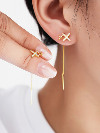 ゴールド 8 角星タッセルイヤリング レディース 2025