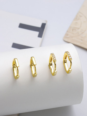 ゴールド 女性用スクエアジルコニアイヤリング 2025