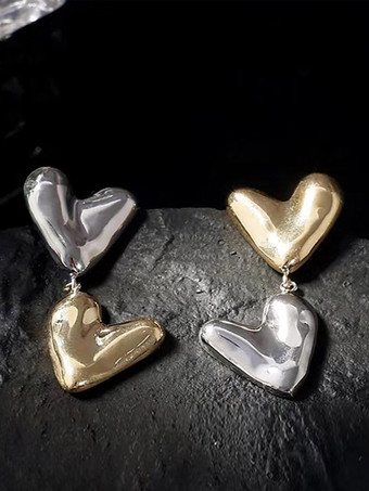 ツートンカラーのハート型イヤリング（女性用）2025