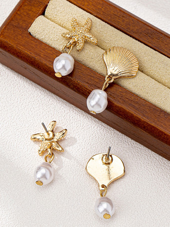 ヒトデと貝殻の形をしたオーシャンスタイルのイヤリング（女性用）2025