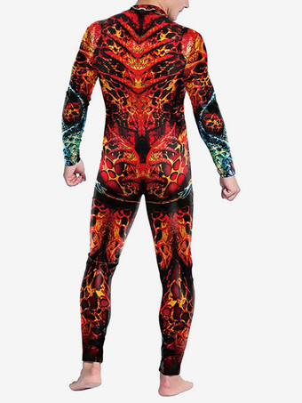 パターニング全身タイツ ハロウィン キャットスーツコスチューム 未来的機械鎧ジャンプスーツ クールファイターコスプレボディスーツ 3Dプリント スチームパンク パーティーショー メンズ ゼンタイスーツ