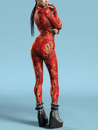 パターニング全身タイツ ハロウィン オーシャンタイダイコスプレ衣装ジャンプスーツハロウィンパーティージャンプスーツカーニバル女性全身タイツボディ服タイツボディワンピース