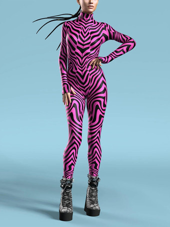 ブリックレッドパターニング全身タイツ ハロウィン オーシャンタイダイコスプレ衣装ジャンプスーツハロウィンパーティージャンプスーツカーニバル女性全身タイツボディ服タイツボディワンピース